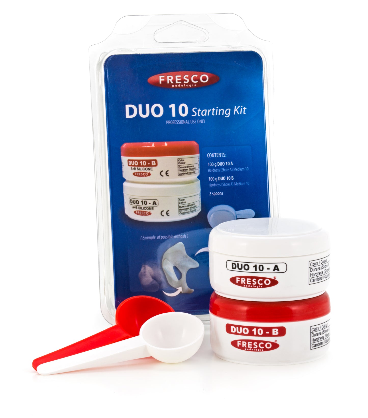 Pack de démarrage - Silicone orthoplastie DUO 10 - A+B Shore moyen A 10 - 2 x 100g - Fresco