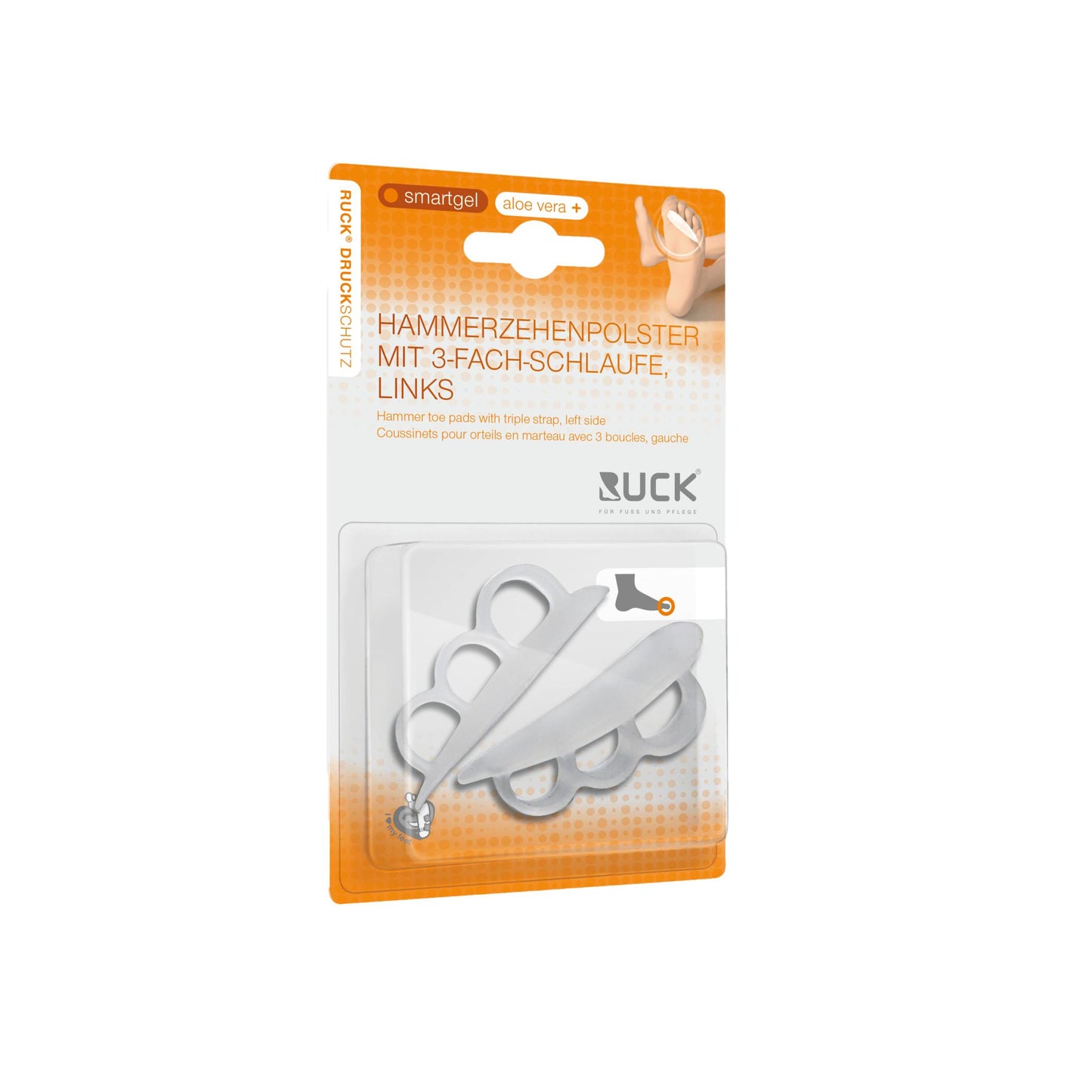 Protection pour orteil en gel - 3 boucles flexibles - 2 pièces - Ruck
