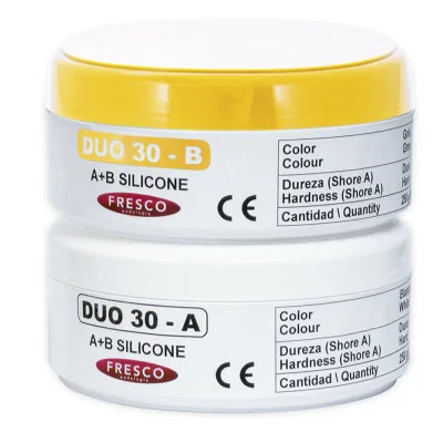 Silicone orthoplastie DUO 30 - A 250g + B 250g - Shore A 30-32 - Jaune + Blanc - Fresco