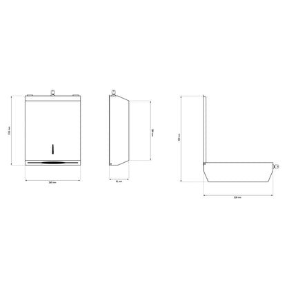 Distributeur mural - 400F Essuie-mains pliés - Inox brillant