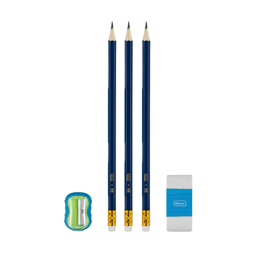 Crayons à papier avec gomme et taille crayon - Set de 5 pièces