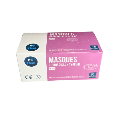 Masque chirurgical - 3 plis de type IIR - Norme EN14683 - Certification CE - Boîte de 50 masques - 3 coloris - My Médical
