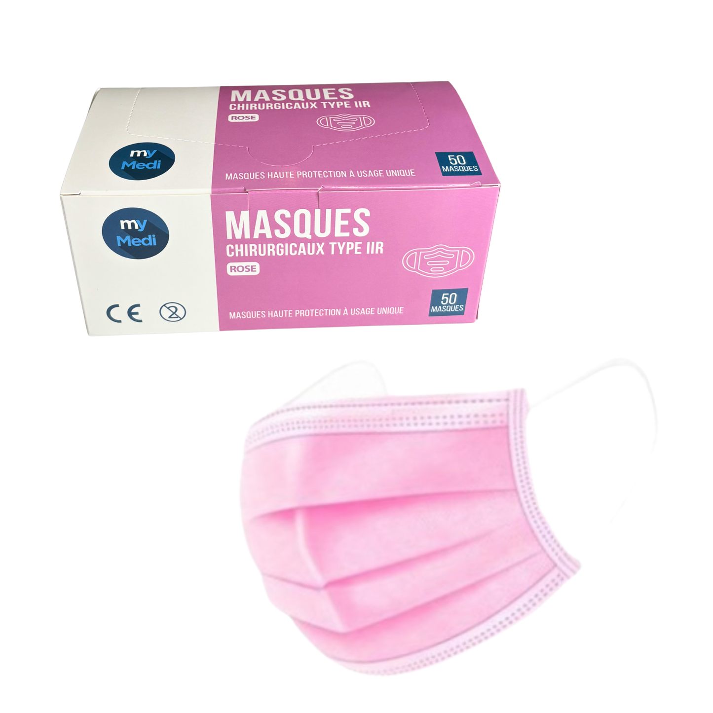 Masque chirurgical - 3 plis de type IIR - Norme EN14683 - Certification CE - Boîte de 50 masques - 3 coloris - My Médical